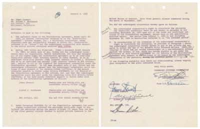 Lot #567 Alfred Hitchcock and James Stewart Document Signed for Rear Window - Image 1