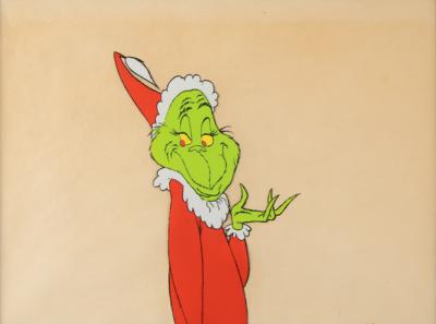Lot #870 The Grinch production cel from How the Grinch Stole Christmas! signed by Dr. Seuss: Large Grinch production cel signed by the great Dr. Seuss - Image 2