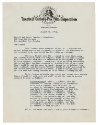 Lot #596 Stan Laurel and William Goetz Document Signed - Image 2