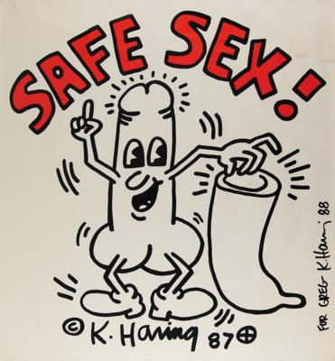 Lot #406 Keith Haring Signed 'Safe Sex!' Poster - Image 1