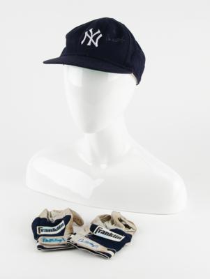 Lot #628 Don Mattingly Signed NY Yankees Cap and Personally-Used Batting Gloves - Image 1