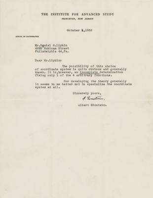 Lot #142 Albert Einstein: Einstein writes to a Princeton grad on 