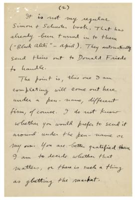 Lot #477 Cornell Woolrich Autograph Letter Signed - Image 3