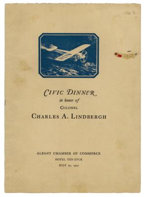 Lot #362 Charles Lindbergh Signed 1927 Dinner Program - Image 2