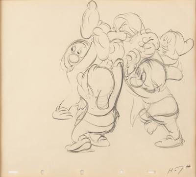 Lot #662 Sleepy, Happy, Sneezy, Bashful, and Grumpy production drawing from Snow White and the Seven Dwarfs Production Drawing - Image 1