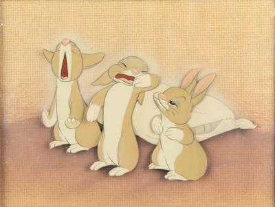 Lot #667 Three bunnies and pillow production cels from Snow White and the Seven Dwarfs Production Cels - Image 1