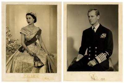 Lot #167 Queen Elizabeth II and Prince Philip Signed Photographs - Image 1