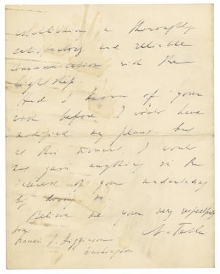 Lot #150 Nikola Tesla Autograph Letter Signed - Image 3