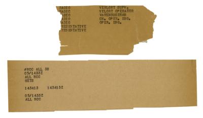 Lot #387 Mercury-Redstone 3: Freedom 7 (2) Canary Island Teletype Printout Sheets - Image 1
