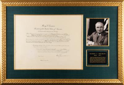 Lot #107 Harry S. Truman Document Signed as President - Image 1
