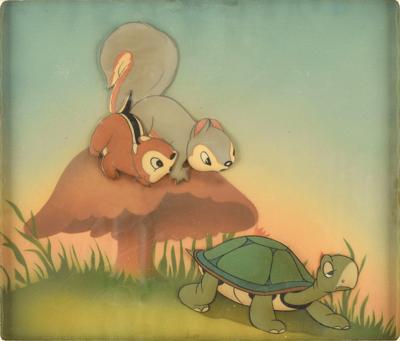 Lot #682 Forest animals production cel set-up from Snow White and the Seven Dwarfs: Cute forest animals cel set-up from Courvoisier Galleries - Image 1
