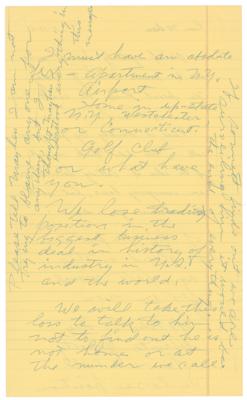 Lot #3042 Howard Hughes Handwritten Notes