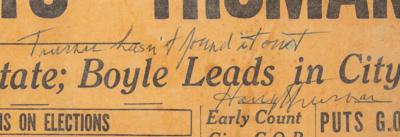 Lot #3011 Harry S. Truman and Thomas Dewey Signed Front Page of the Chicago Daily Tribune Newspaper - Image 2