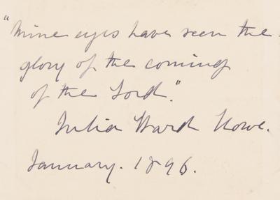 Lot #3025 Julia Ward Howe Autograph Quote Signed