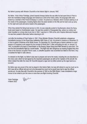 Lot #3013 Winston Churchill Signed Menu and Used Cigar Band - Image 3