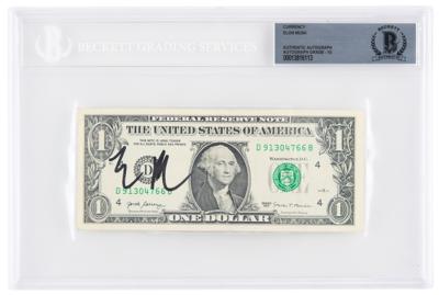 Lot #3037 Elon Musk Signed One Dollar Bill - Image 1