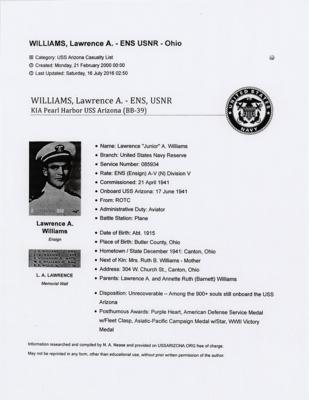 Lot #3015 Pearl Harbor: Lawrence A. Williams Archive - Image 29