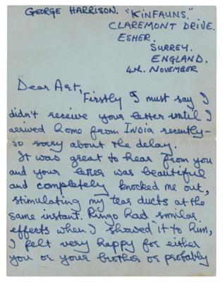 Lot #3047 George Harrison Autograph Letter Signed