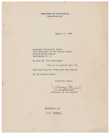 Lot #46 Richard Nixon 1960 US Capitol Flown Flag - Image 2