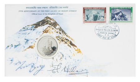 Lot #206 Edmund Hillary and Tenzing Norgay Signed Commemorative Cover - Image 1