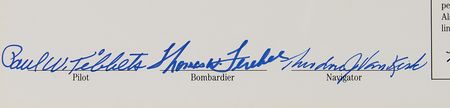 Lot #335 Enola Gay: Tibbets, Ferebee, Van Kirk Signed Print - Image 2