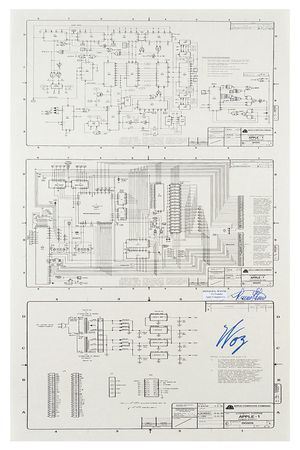 Lot #135 Apple: Wozniak and Wayne Signed Schematic - Image 1