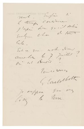 Lot #406 Gustave Caillebotte Autograph Letter Signed - Image 2