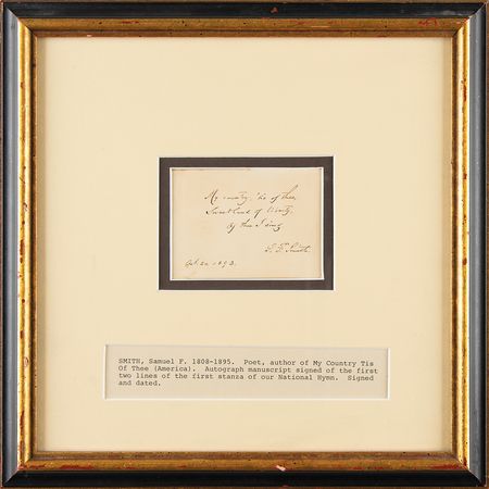 Lot #566 Samuel Francis Smith Autograph Quotation Signed - Image 1