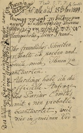 Lot #85 Georg Cantor Autograph Letter Signed