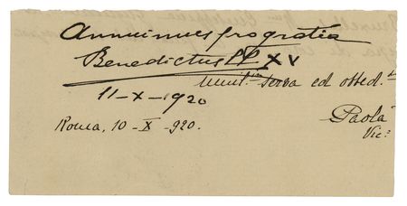 Lot #270 Pope Benedict XV Signature