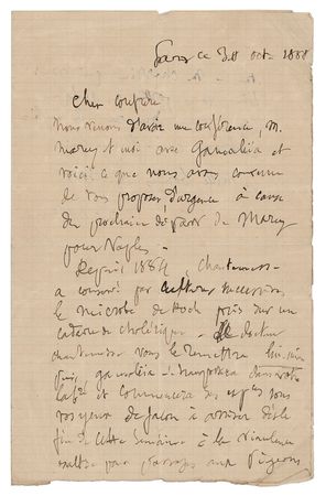 Lot #95 Louis Pasteur: Pasteur writes on upcoming experiments using cultures of 