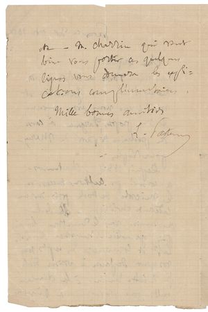 Lot #95 Louis Pasteur: Pasteur writes on upcoming experiments using cultures of 