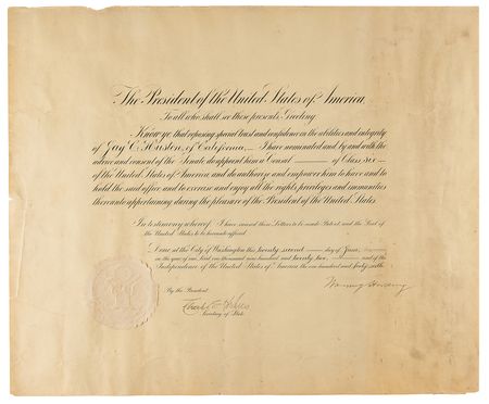 Lot #39 Warren G. Harding Document Signed as President - Image 1
