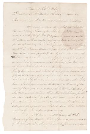 Lot #8 James K. Polk and James Buchanan Document Signed as President and Secretary of State - Image 1
