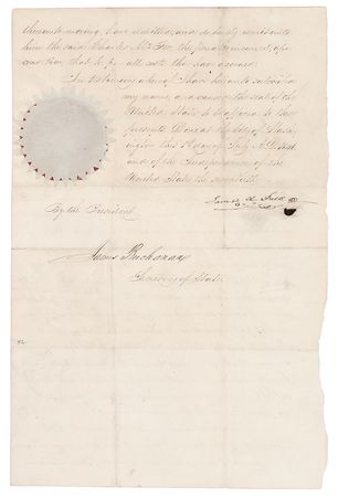 Lot #8 James K. Polk and James Buchanan Document Signed as President and Secretary of State - Image 2