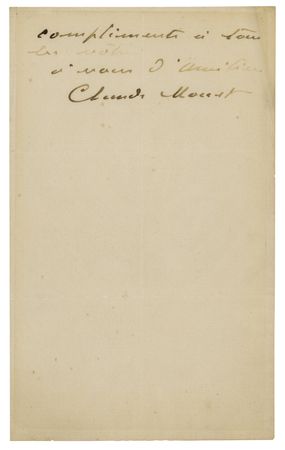 Lot #420 Claude Monet: Monet writes to Pissarro on a sticky situation: 