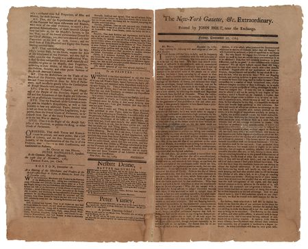 Lot #195 John Hancock: Early Revolutionary New York newspaper addressing Boston merchants and their boycott of British goods 