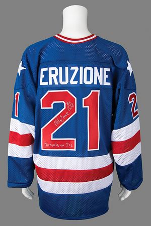 Lot #817 Mike Eruzione Signed Hockey Jersey - Image 1