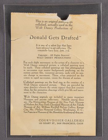 Lot #452 Donald Duck production cel from Donald Gets Drafted - Image 4
