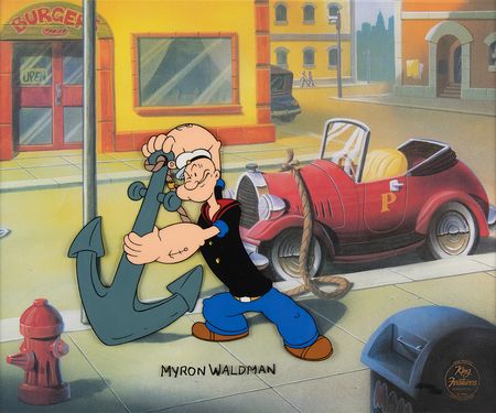 Lot #475 Myron Waldman Signed Limited Edition Popeye Cel: 'Anchor Parking' - Image 1