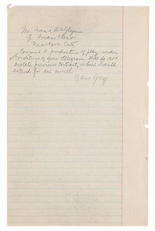 Lot #489 Zane Grey Autograph Manuscript Signed - Image 2