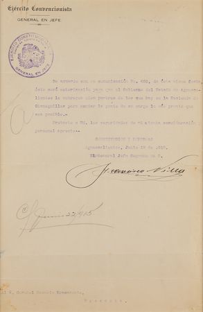 Lot #112 Francisco 'Pancho' Villa Document Signed - Image 2