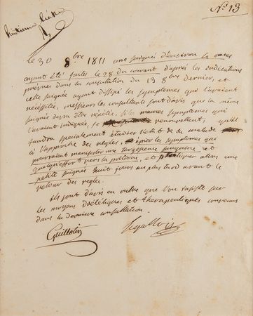 Lot #90 Joseph Guillotin: Unusual 1811 Guillotin medical report on 