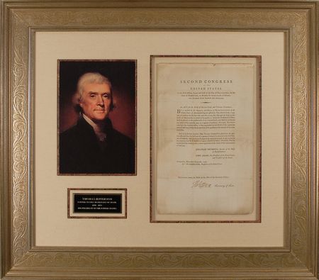 Lot #6 Thomas Jefferson: Granting a pension to an artillery officer 
