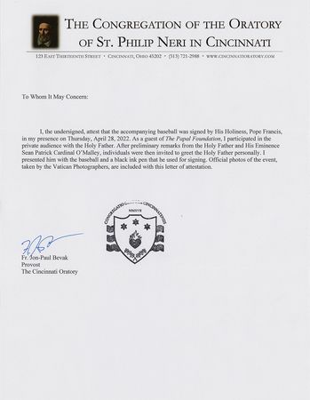 Lot #107 Pope Francis Signed Baseball - Image 3