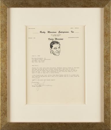 Lot #800 Rocky Marciano: Marciano needs some back help before his planned 'Super Fight'—