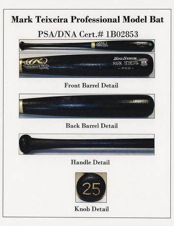 Lot #850 Mark Teixeira Game-Used Baseball Bat - Image 4