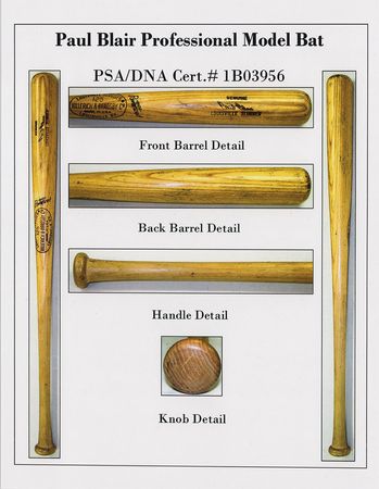 Lot #808 Paul Blair Signed and Game-Used Baseball Bat - Image 5