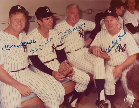 Lot #840 NY Yankees: Mantle, DiMaggio, Ford, and Martin Signed Oversized Photograph - Image 1