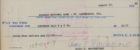 Lot #799 Rocky Marciano Signed Check - Image 2